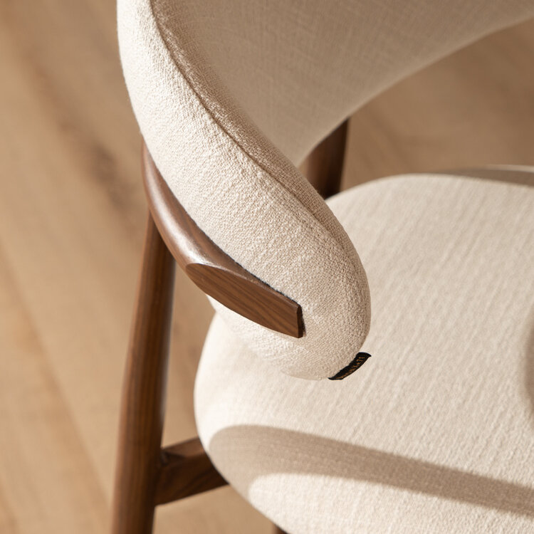 Tabouret de bar Lara en lin blanc cassé 70 cm