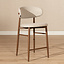 Tabouret de bar Lara en lin taupe 70 cm