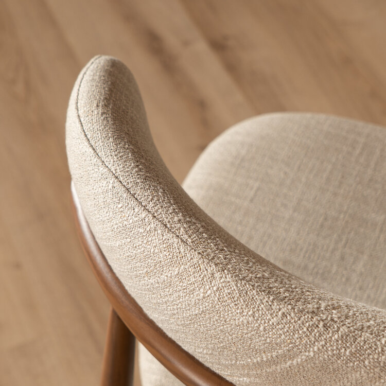 Tabouret de bar Lara en lin taupe 70 cm