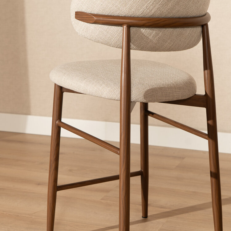 Tabouret de bar Lara en lin taupe 70 cm