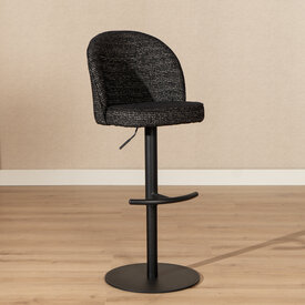 Tabouret de bar Odin en tissu chiné noir 63-83 cm