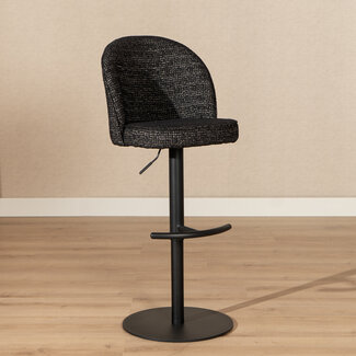 Tabouret de bar Odin en tissu chiné noir 63-83 cm