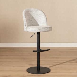 Tabouret de bar Odin en tissu chiné blanc cassé/noir 63-83 cm