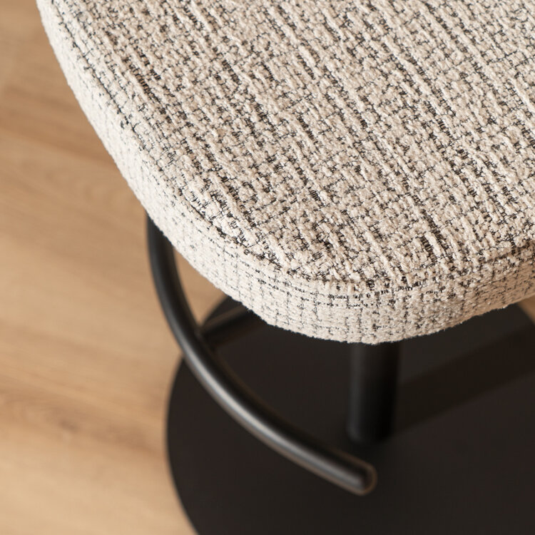 Tabouret de bar Odin en tissu chiné blanc cassé/noir 63-83 cm