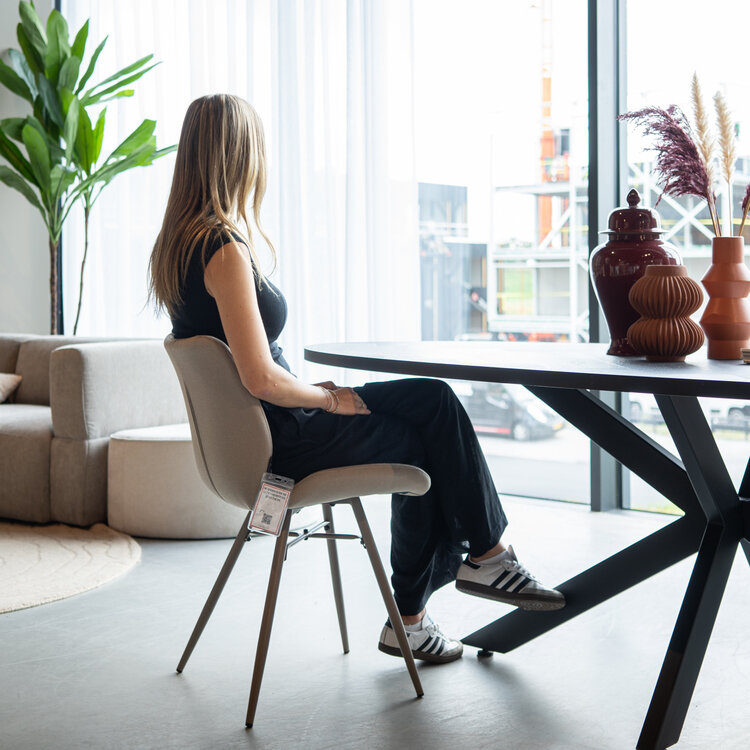 Chaise de salle à manger Jena taupe tissu recyclé