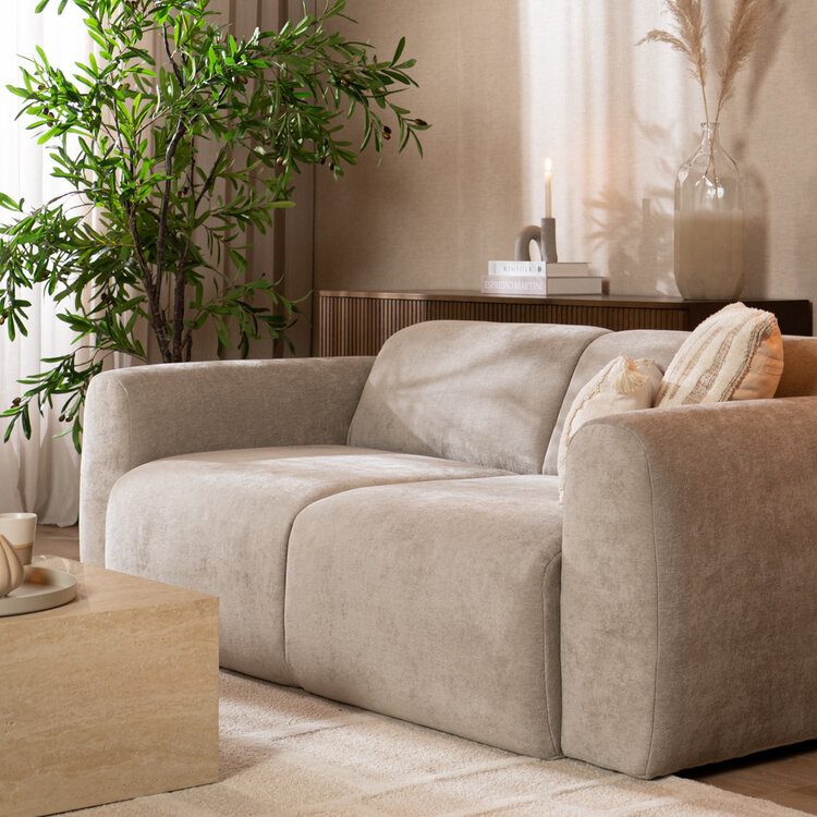 Canapé 2,5 places Maine en tissu chiné taupe