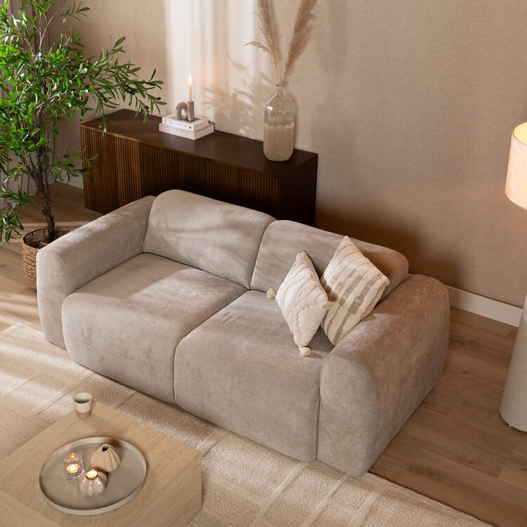 Canapé 2,5 places Maine en tissu chiné taupe