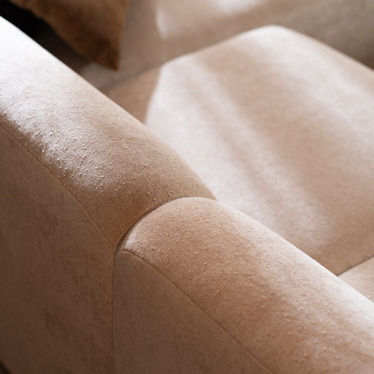 Canapé d’angle droit Maine en tissu chenille beige