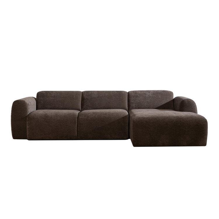 Canapé d’angle droit Maine en tissu chenille brun