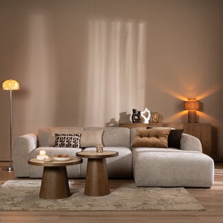 Canapé d’angle droit Maine en tissu chiné taupe