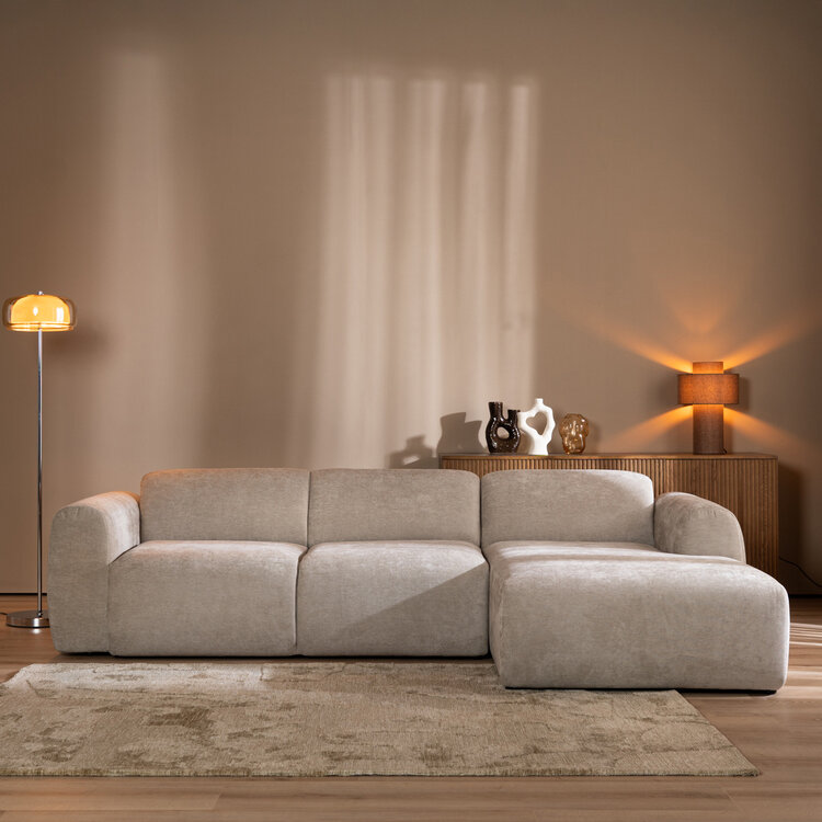 Canapé d’angle droit Maine en tissu chiné taupe