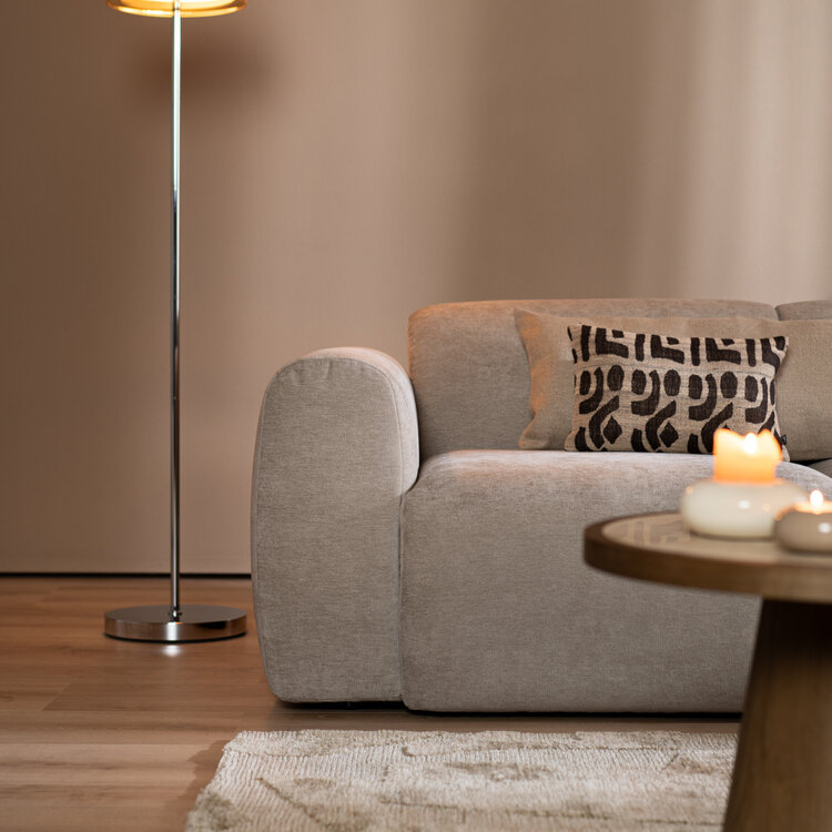 Canapé d’angle droit Maine en tissu chiné taupe