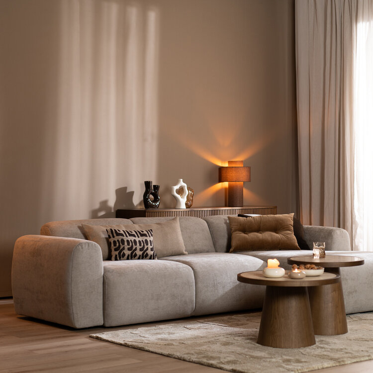 Canapé d’angle droit Maine en tissu chiné taupe