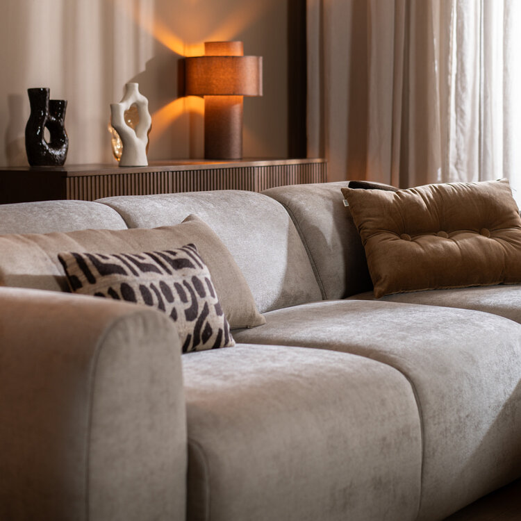 Canapé d’angle droit Maine en tissu chiné taupe