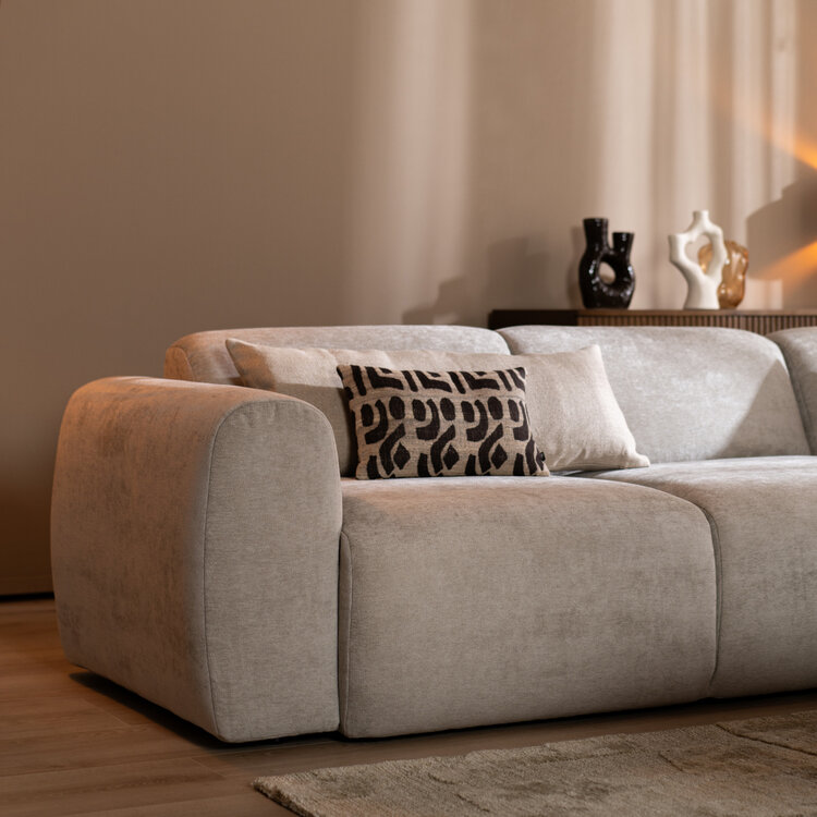 Canapé d’angle droit Maine en tissu chiné taupe