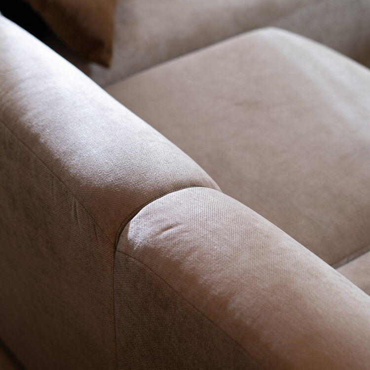 Canapé d’angle droit Maine en tissu chiné taupe