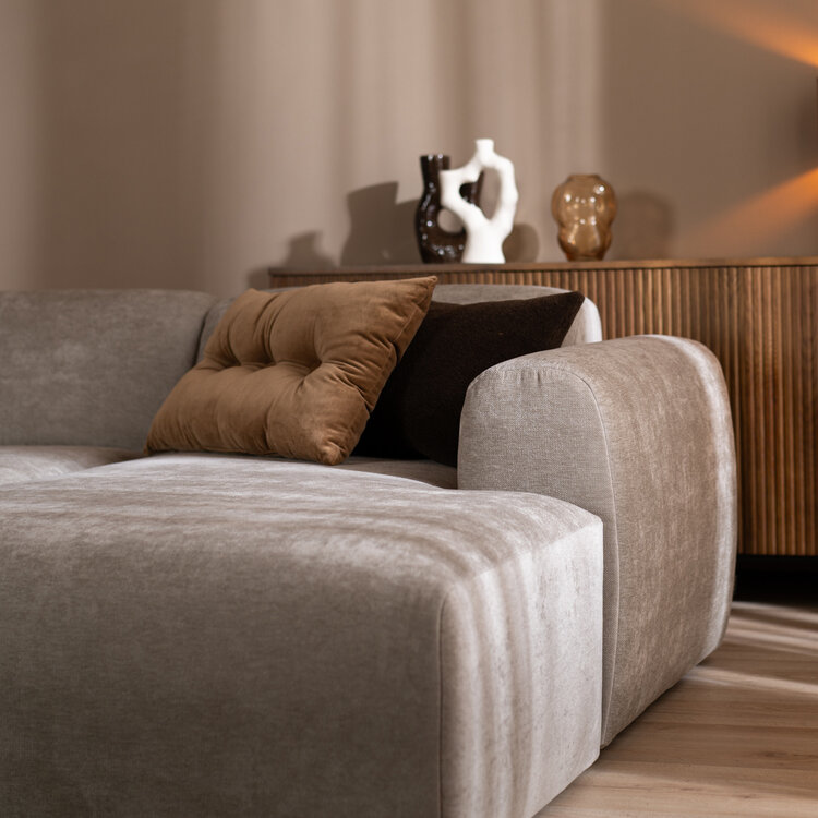 Canapé d’angle droit Maine en tissu chiné taupe