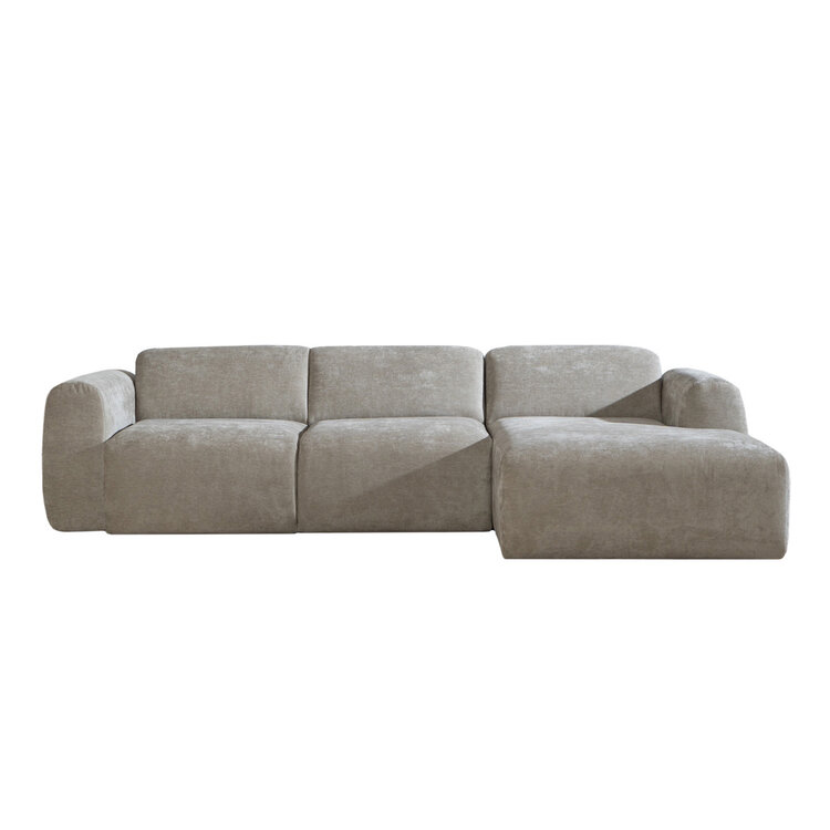 Canapé d’angle droit Maine en tissu chiné taupe