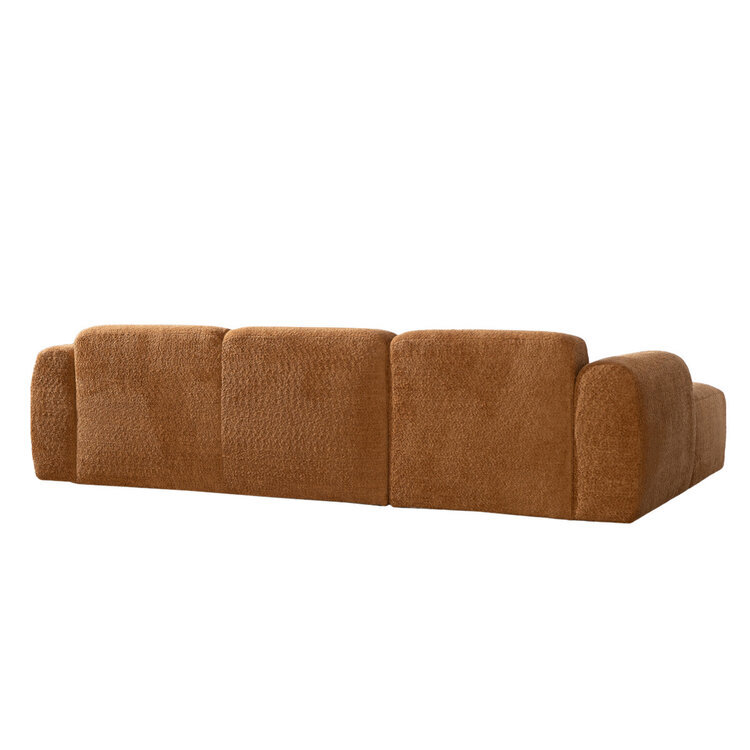 Canapé d’angle gauche Maine en tissu bouclé terracotta