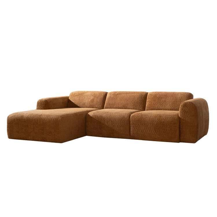 Canapé d’angle gauche Maine en tissu bouclé terracotta