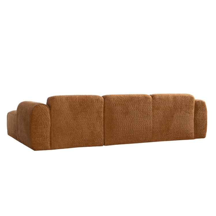 Canapé d’angle droit Maine en tissu bouclé terracotta