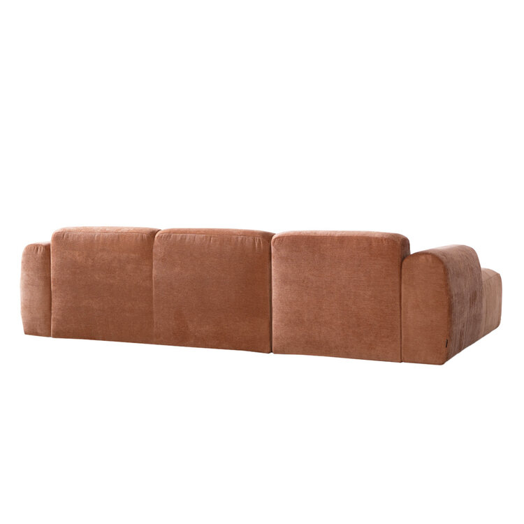Canapé d’angle gauche Maine en tissu chiné terracotta