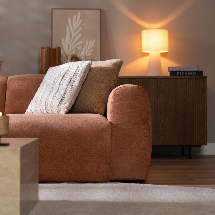 Canapé d’angle gauche Maine en tissu chiné terracotta