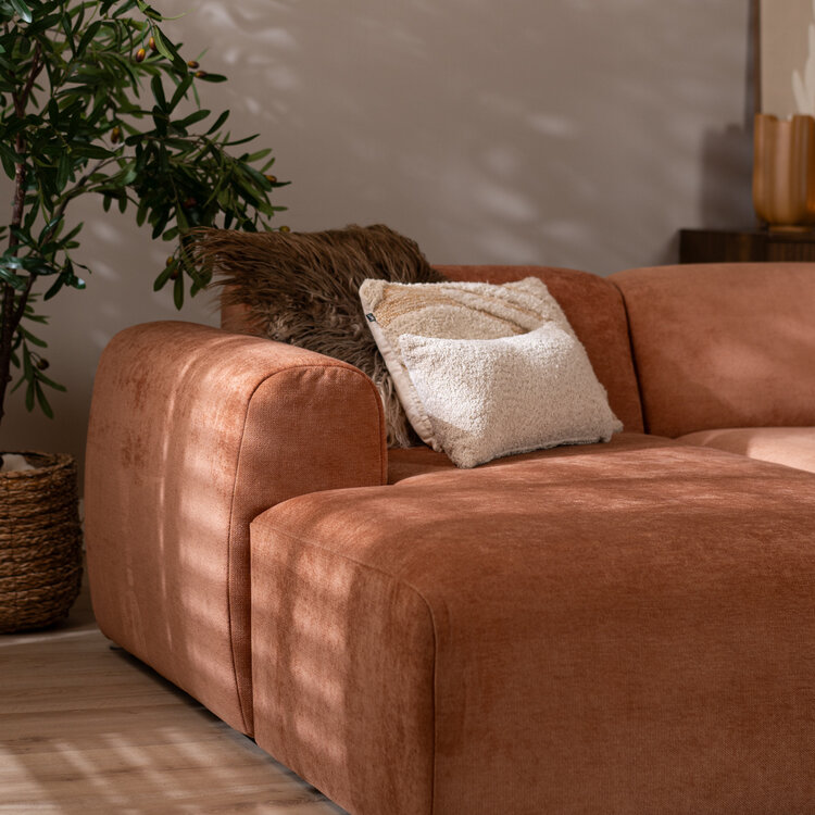 Canapé d’angle gauche Maine en tissu chiné terracotta