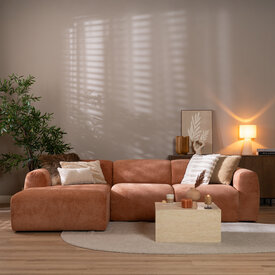 Canapé d’angle gauche Maine en tissu chiné terracotta