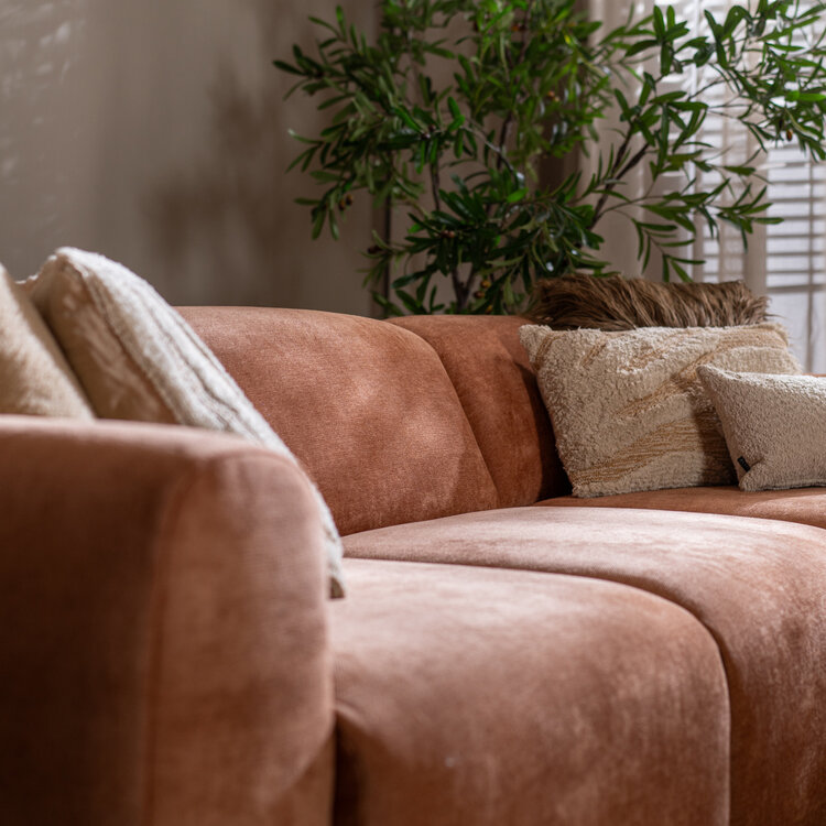 Canapé d’angle droit Maine en tissu chiné terracotta