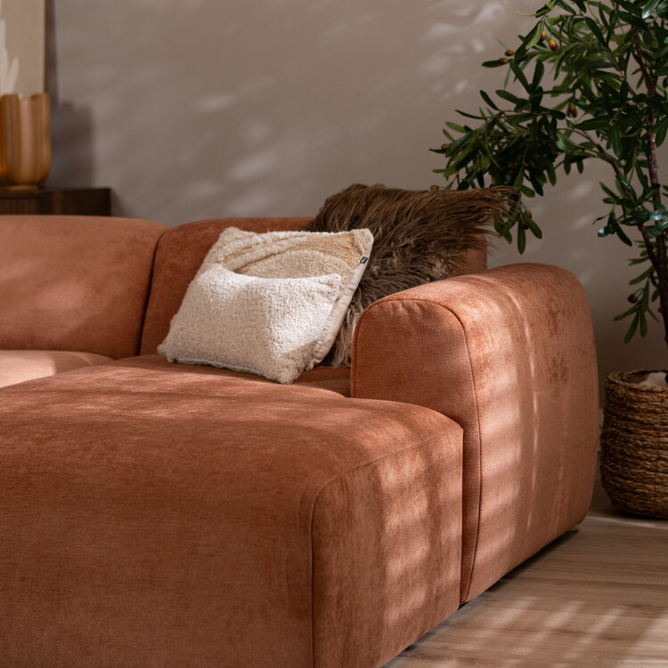 Canapé d’angle droit Maine en tissu chiné terracotta