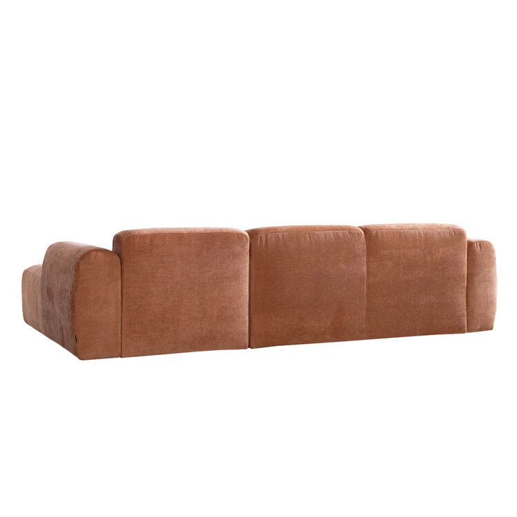 Canapé d’angle droit Maine en tissu chiné terracotta