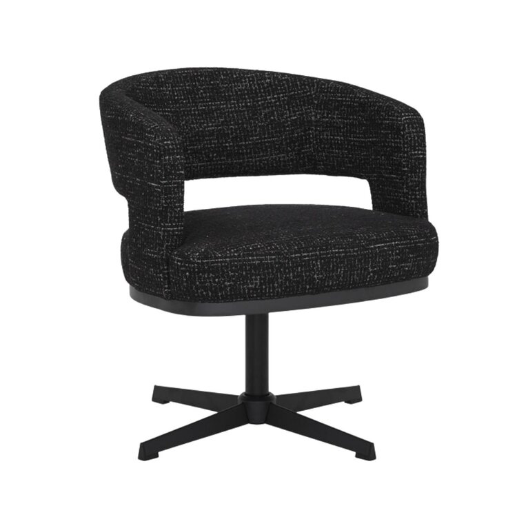 Fauteuil pivotant Gino en tissu chiné noir