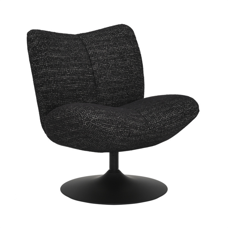 Fauteuil pivotant Moira en tissu chiné noir