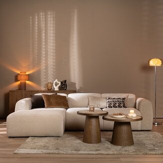 Canapé d’angle gauche Maine en tissu chenille beige