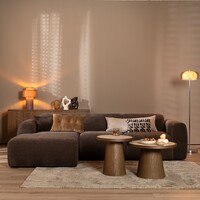 Canapé d’angle gauche Maine en tissu chenille brun