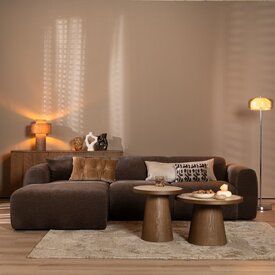 Canapé d’angle gauche Maine en tissu chenille brun