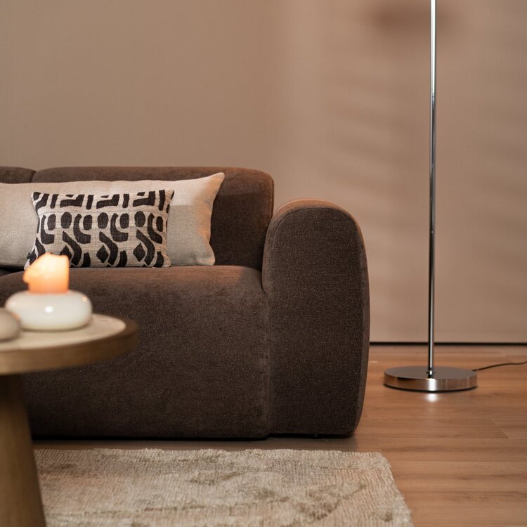 Canapé d’angle gauche Maine en tissu chenille brun