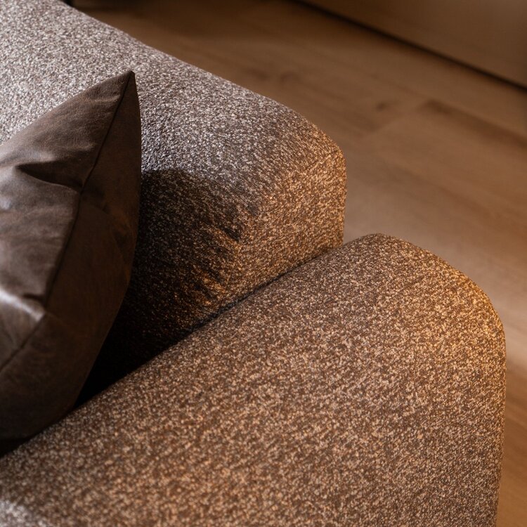 Canapé d'angle gauche Maine en tissu bouclé brun/gris