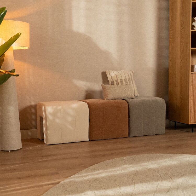 Pouf modulaire Seth en chenille taupe