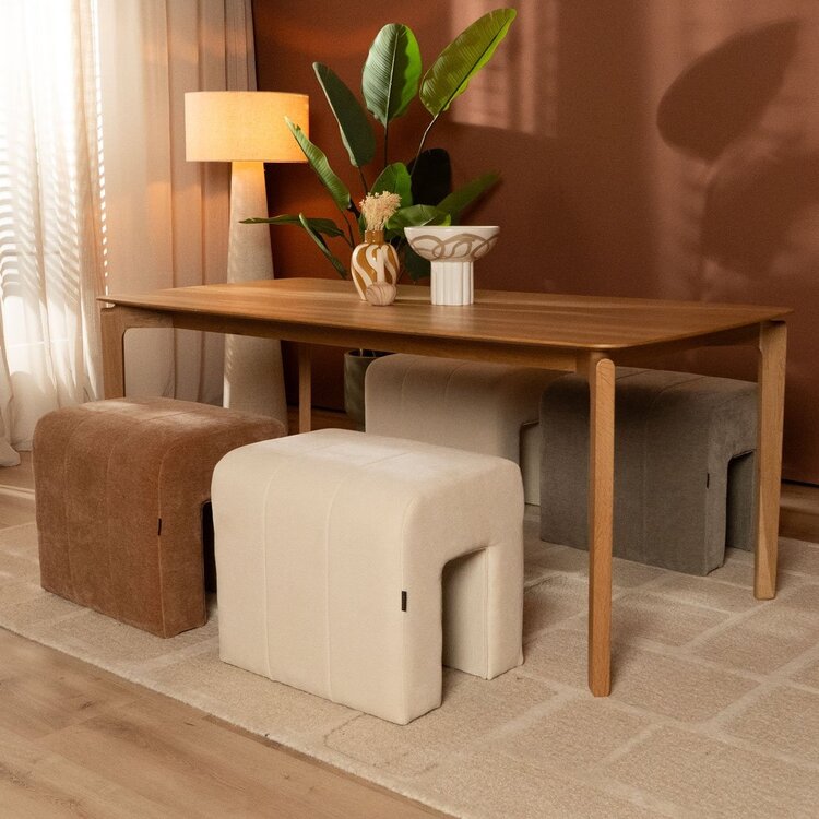Pouf modulaire Seth en chenille taupe