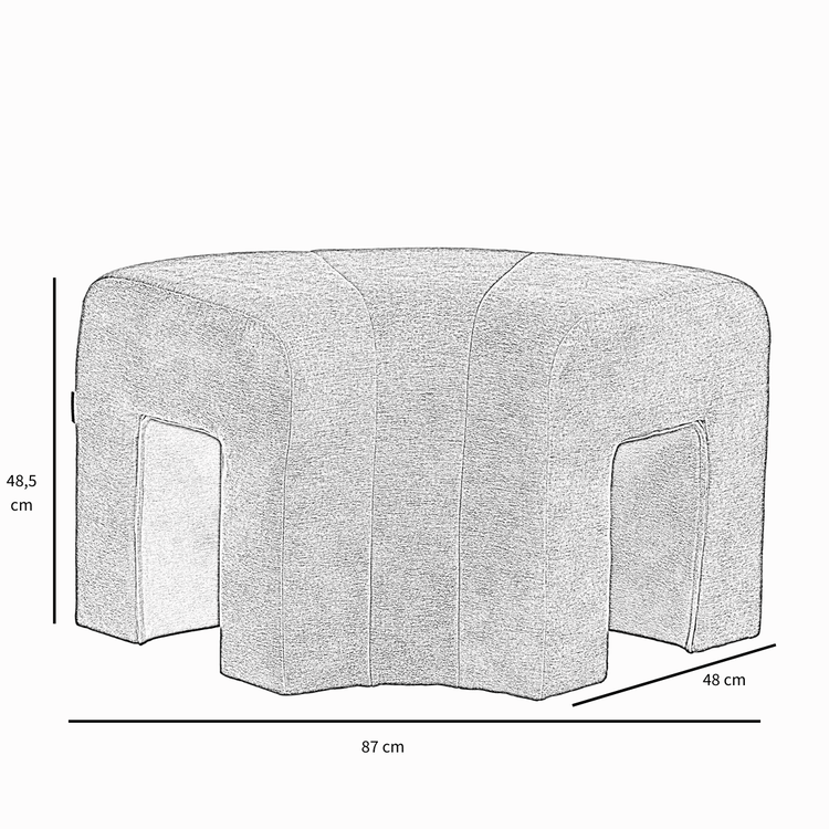 Pouf d'angle modulaire Seth en chenille blanc cassé