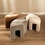 Pouf d'angle modulaire Seth en chenille taupe