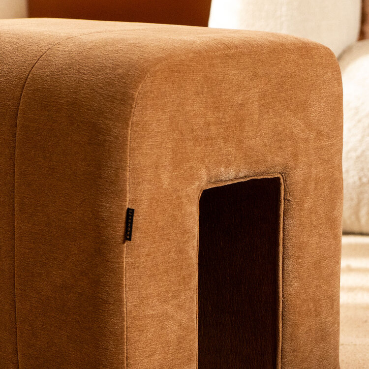 Pouf modulaire Seth en chenille terracotta
