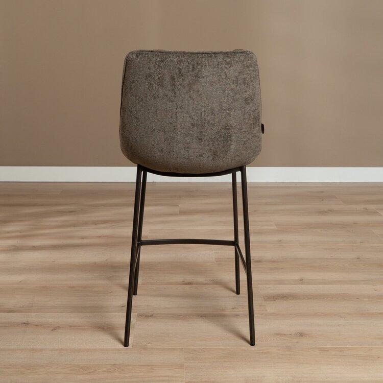 Chaise de bar en velours Trevi brun 68 cm