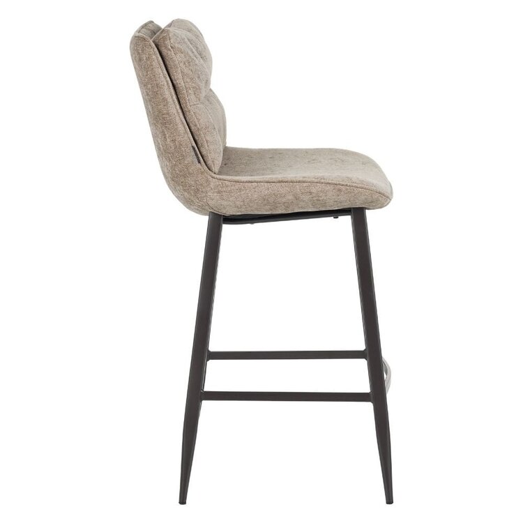 Chaise de bar en velours Trevi taupe 68 cm