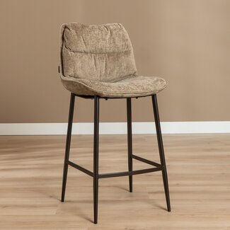 Chaise de bar en velours Trevi taupe 68 cm