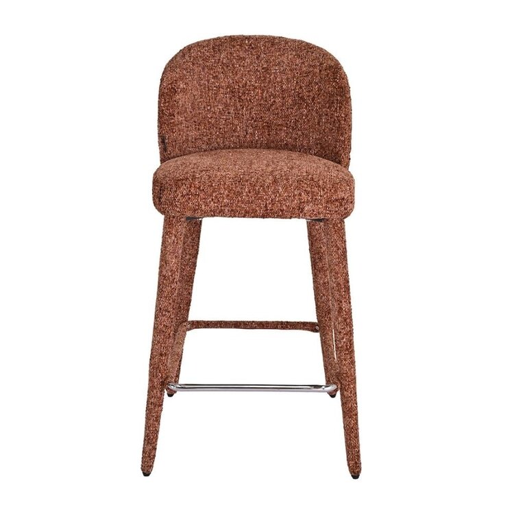 Tabouret de bar Charlie en chenille cuivre 69 cm