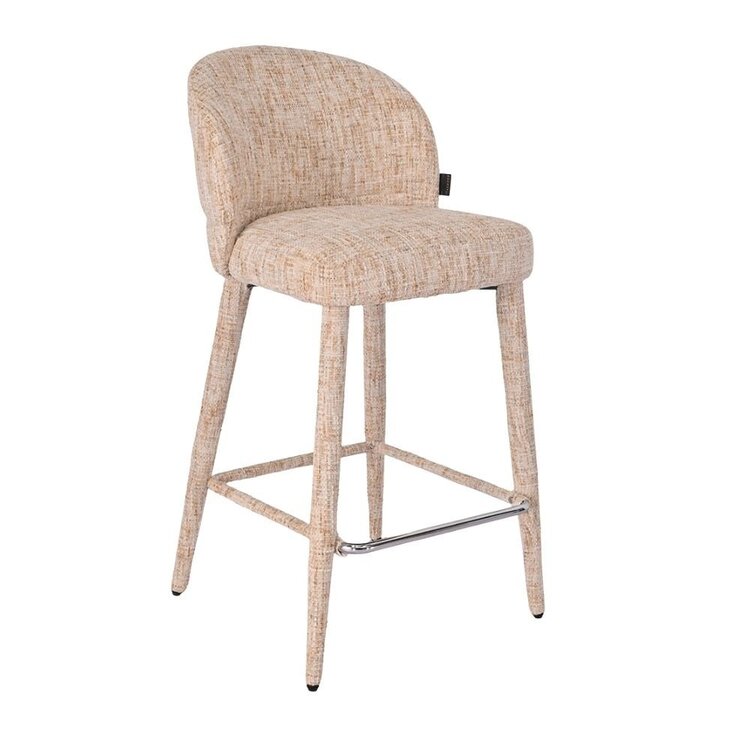 Tabouret de bar Charlie en chenille beige 69 cm