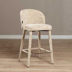 Tabouret de bar Charlie en chenille beige 69 cm